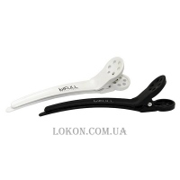 PERFECT BEAUTY Tweezers Carbon Black and White - Затискач для волосся карбоновий, дзьоб гуска чорно-білий