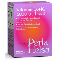 PERLA HELSA Vitamin D3+K2 5000 IU 75 mcg Match Dietary Supplement - Вітамін D3+K2