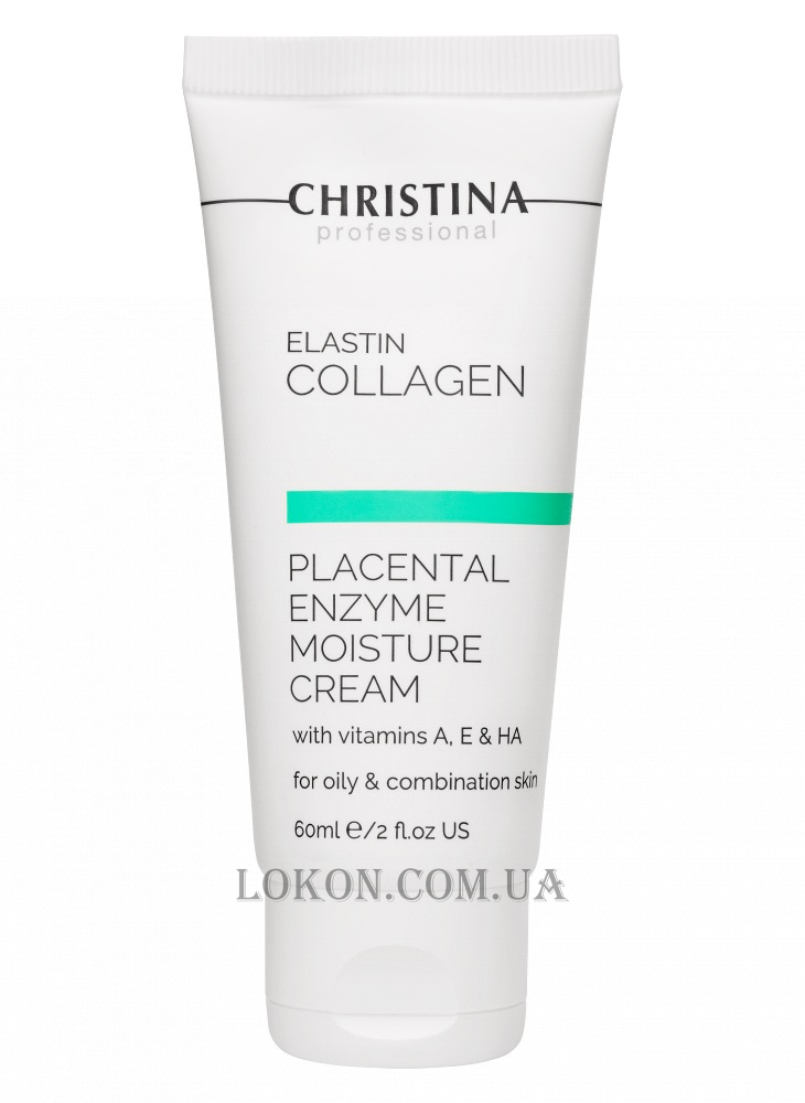 CHRISTINA Elastin Collagen Placental Enzyme Moisture Cream - Увлажняющий крем с растительными энзимами, коллагеном и эластином для жирной и комбинированной кожи