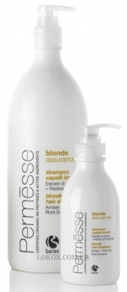 BAREX Permesse Colour Blonde Assurances Shampoo - Шампунь для осветленных волос с пептидами M4, экстрактами янтаря и корня полимнии