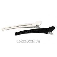 PERFECT BEAUTY Clamps Aluminum Black and White - Затискач для волосся алюмінієвий, дзьоб гуска чорно-білий