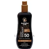 AUSTRALIAN GOLD Instant Bronzer Spray Gel Sunscreen SPF50 - Сонцезахисний спрей-гель з бронзатором SPF-50